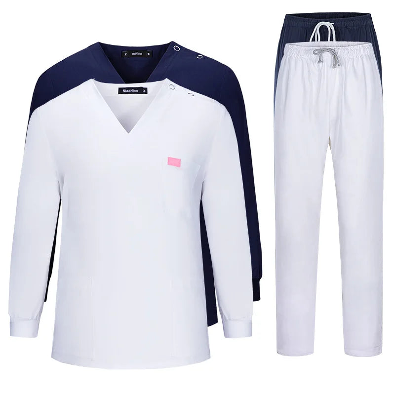 Long Sleeve Medical Uniforms Women Men Scrubs Sets Hospital Surgery Suits Doctors Nurses Accessorires Dental Clinic Work Clothes