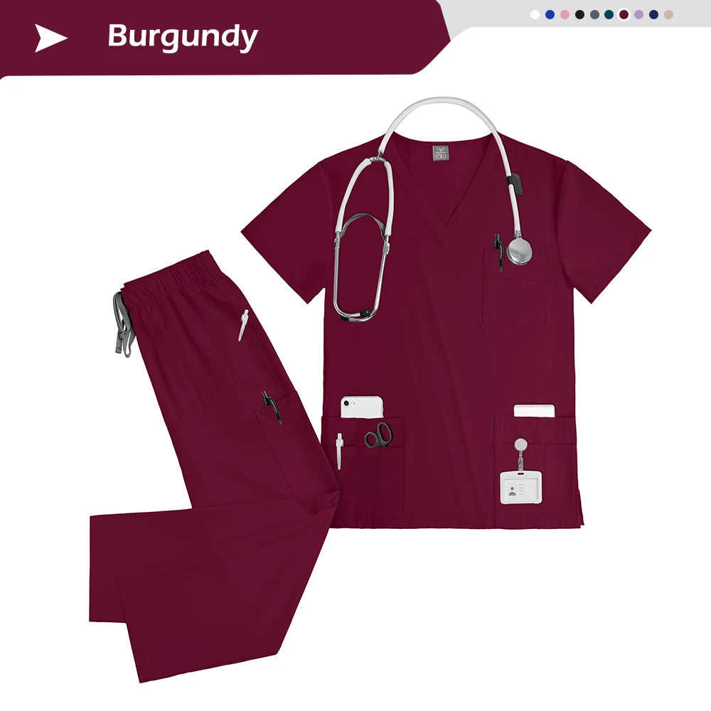 Scrub Sets Nursing Uniforms Medical Hospital Doctors Nurses for Women Men Clinical Sanitary Outfit Suit Beauty Salon SPA Uniform