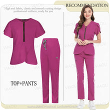 Medical Scrub Set Beauty Hospital Surgical Uniforms Women Scrub Tops Pants Nurses Accessories Dental Clinic Pet Workwear Clothes
