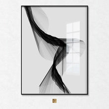 Nordic Black and White Abstract Line Art Canvas Painting Modern Wall Art Poster Living Room Picture Home Decoration Frameless