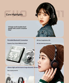 In Stock FiiO EH11 Retro Wireless Headphones Small HIFI Over-Ear Design Headset Lightweight Mechanical Shell Bluetooth Headphone