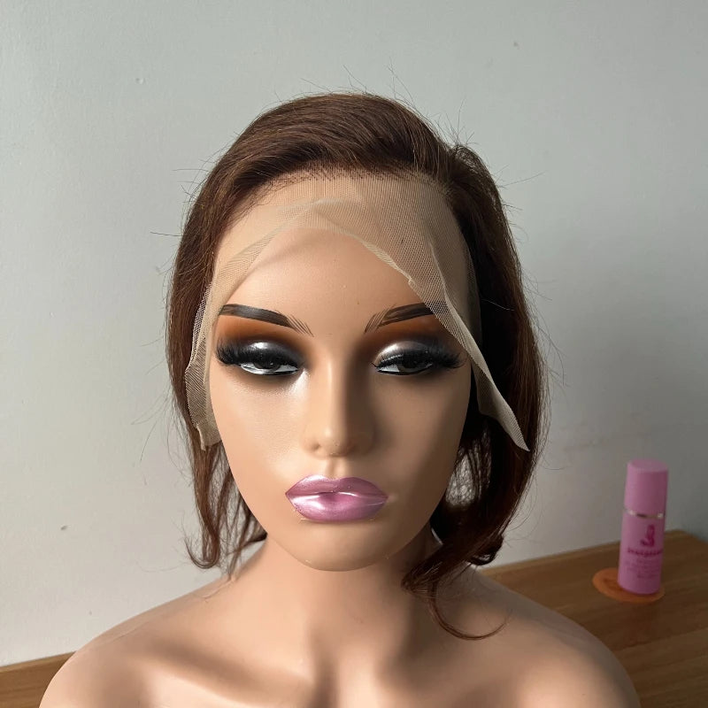 Premium 99J Straight Haman Hair 13x4 Ear To Ear Lace Frontal Wigs for Women #4 150% Density 8inches Brazilian Remy Hair Wigs