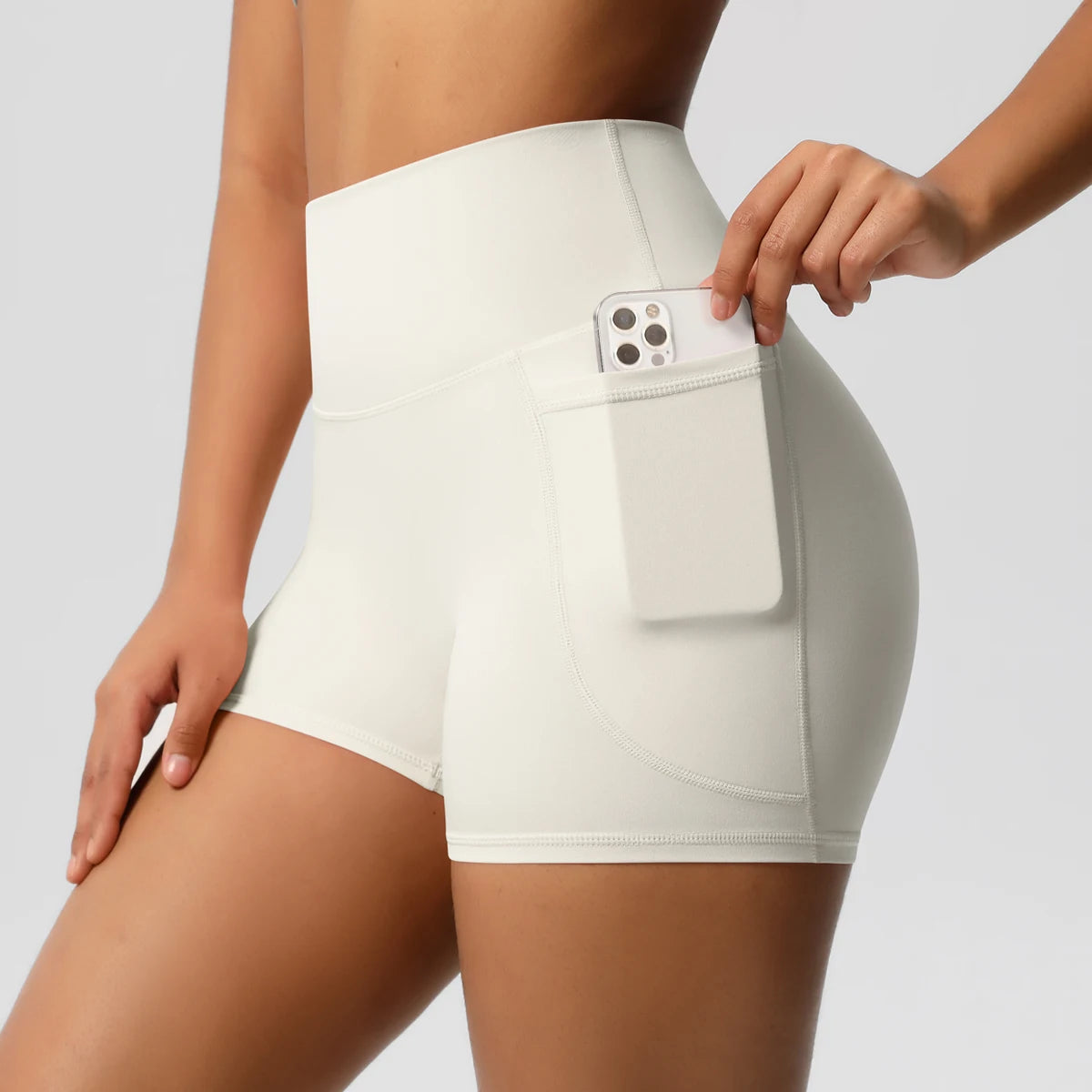 Women Sports Short With PocketedYoga Legging Shorts Squat Proof High Waist Fitness Tight Shorts Quick Drying Cycling Workout Gym