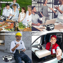 220V 110V 24V 12V 2 in 1 Electric Heating Lunch Box Car Truck Office Food Heater Stainless Steel Food Warmer Container Black Set