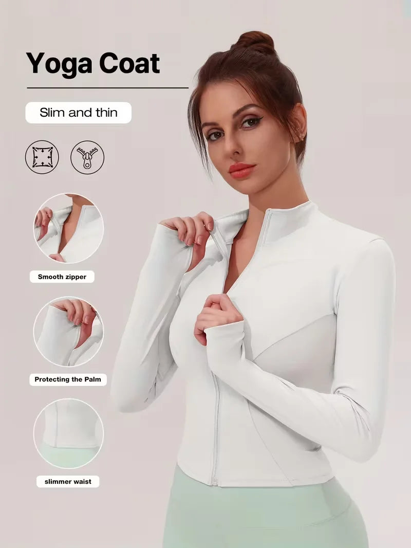 Women Slim Fit Stand Collar Zip Up Yoga Jacket Quick Dry