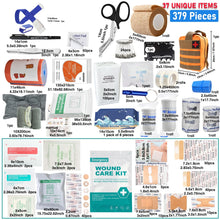 379pcs Home Office First Aid Kit Portable Emergency Bag, Red Survival Carry-On for Outdoor Activities, Camping, Hunting, Hiking