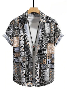 Hawaii Shirts for Men 3D Paisley Graphic Short-sleeved T-shirt Casual Lapel Buttons Male Tops Summer Oversized Bohemian Man Tees