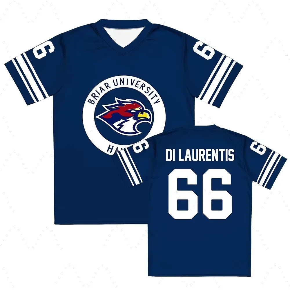 Off Campus Briar University Jersey Graham 44 22 DI LAURENTIS 66 Tucker46 T-shirt V-neck Short Sleeve Men Women Tees 3D Print Top