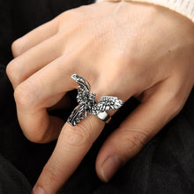 Antique Design Ring Distressed Angel Silver Color Opening Rings Fashion Punk Hip Hop Couple Rings Party Women Men Jewelry Gifts