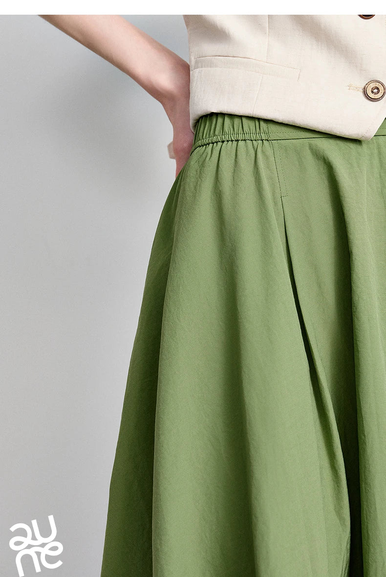 TOYOUTH Women's A-Line Bud Skirt 2026 Summer New Split Detail Retro Puff Midi Skirt, Lightweight Outdoor Wear