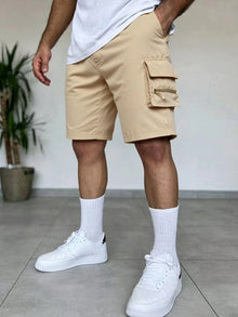 Summer Men's Cargo Shorts Loose Casual Elastic Waist Outdoor Jogging Tactical Shorts Multi-pockets Male Work Hiking Short Pants