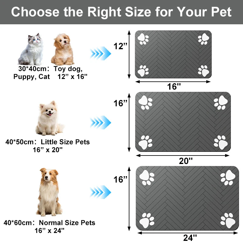 Pet Feeding Mat For Food And Water Bowl Absorbent Quick Dry Pet Placemat With Rubber Backing For Dog And Cat 3040/4050/4060 Cm