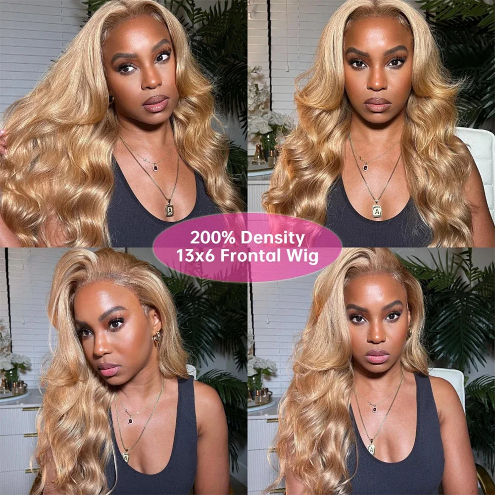 13X6 Hd Lace Frontal Colored Wig Honey Blonde Body Wave Lace Frontal Wig #27 Colored 13X4 Transparen Preplucked Brazilian Wig