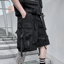 2023 Multi Pockets Street Punk Hip Hop Cargo Shorts Mens Tactical Techwear Knee Length Wide Leg Short Pants