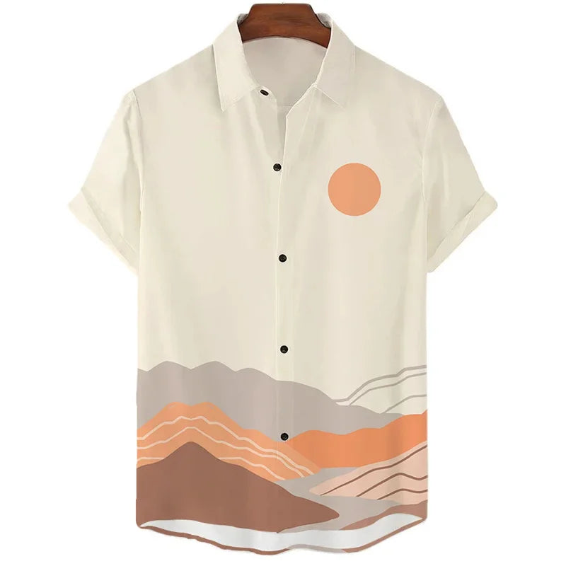 Desert Cactus Shirt for Men 3D Print Summer Hawaiian Harajuku Fashion Shirt Top Blouse Short Sleeves Street Vacation Beachwear