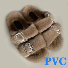 Summer Women Mink Fur Slippers Woman Luxury 2026 Women's Sandals Outdoor Fashion Casual Shoes Fur Mule Shoes Opentoed Slides