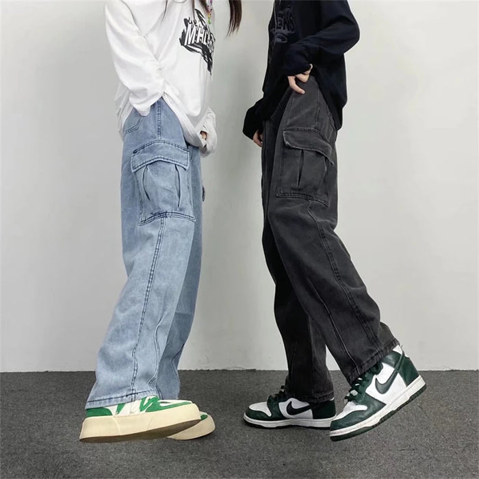 Jean baggy oversize streetwear pour homme, pantalon cargo Y2K à jambes larges, style Harajuku mode, pantalon en denim droit et ample hip-hop coréen pour l'automne