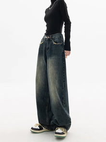 Spring Autumn Wide Leg Jeans Women High Waist Denim Trousers Women's Jeans Harajuku Vintage BF Style Loose Femme Streeetwear