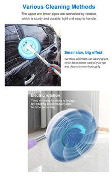 Wireless Electric Spin Mop Cleaning Machine Automatic 2 in 1 Wet & Dry Home Cleaner Car Glass Ceiling Door Windows Floor Cleaner