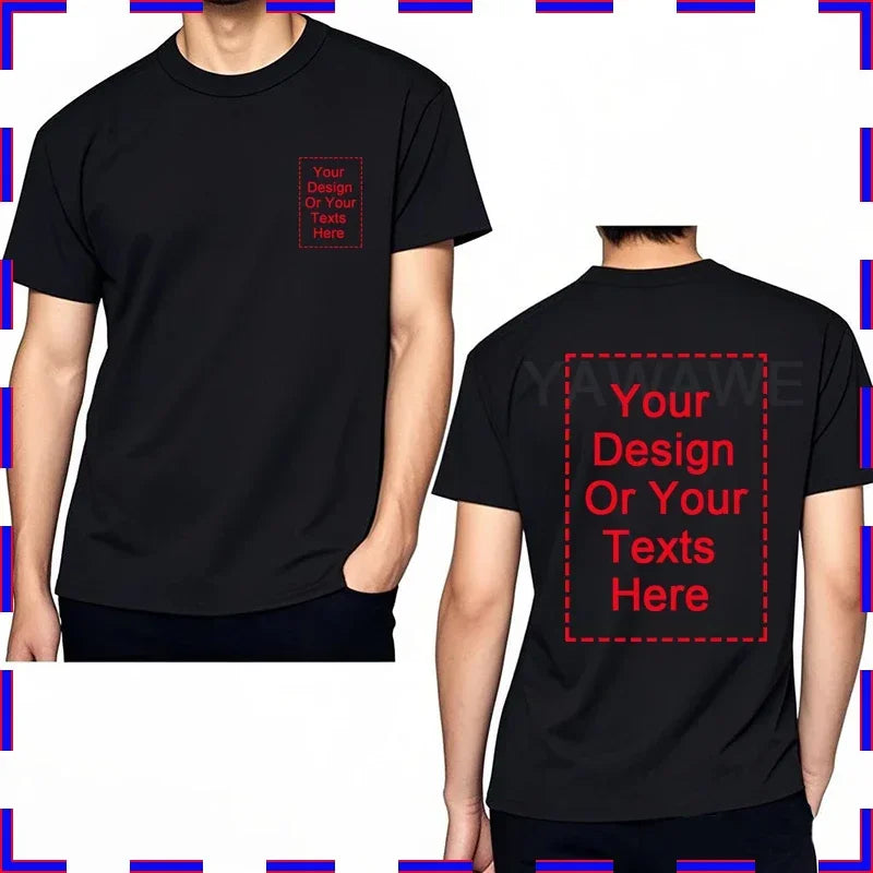 Customized Tee Shirt Your Text Here Premium Cotton Comfortable Men Tshirt Bigger Size O Neck Fashion Perfect Gift summer tees