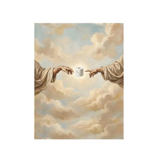 Michelangelo Toilet Paper Canvas Prints, Classic Art Toilet Humor Poster, Funny Bathroom Wall Art, Quirky Renaissance Decor
