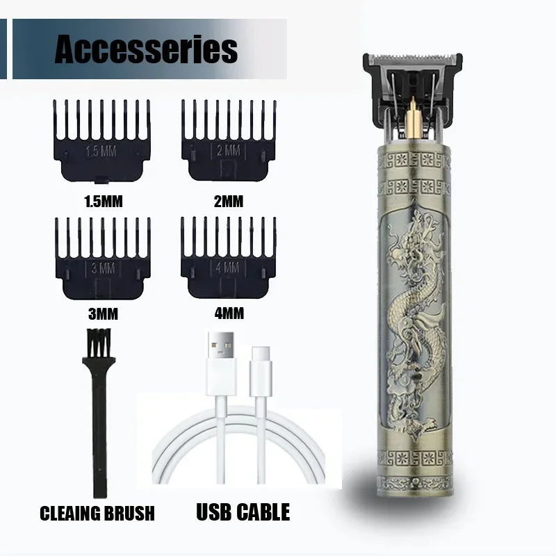 T9 Electric Hair Trimmer USB Shaver 0mm Bald Fade Portable