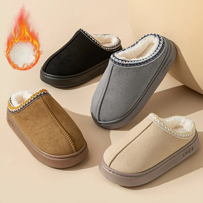 Women's Comfort Lined Slippers Soft Sole Winter Warm Indoor Outdoor Shoes Elegant Couple Slippers