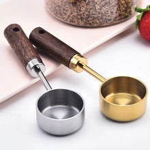 Cuillère à mesurer en acier inoxydable de 15 ml, cuillère à café, cuillère à sucre en poudre, à grains de café, manche en bois, outils de cuisine