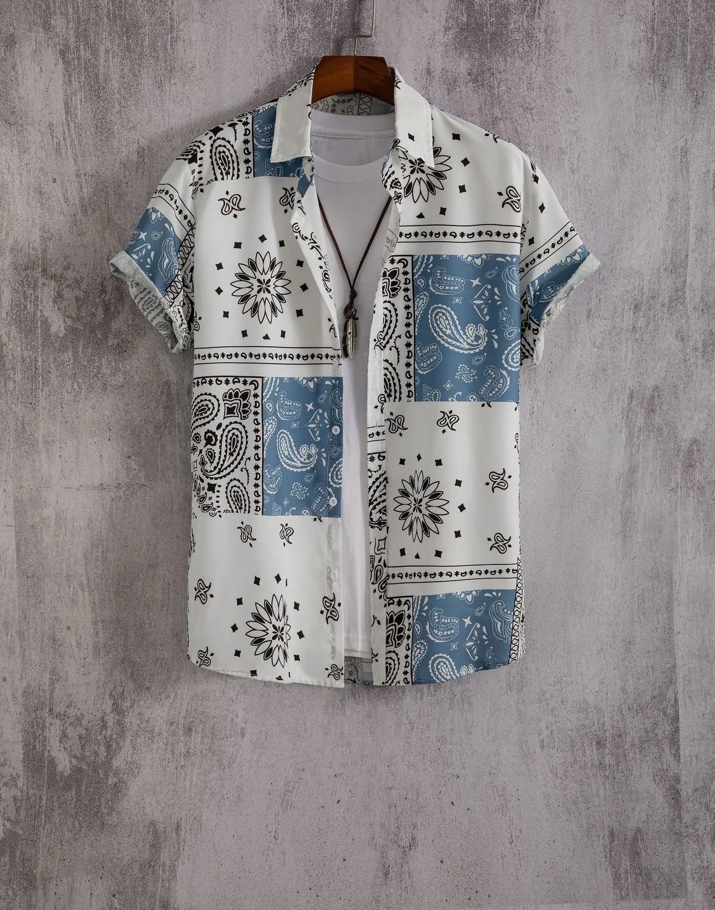 2025 Hawaiian Shirt Men Fashion Flower Geometric Printed Blouse Single-breasted Beach Short SleeveTops Men's Holiday Clothing