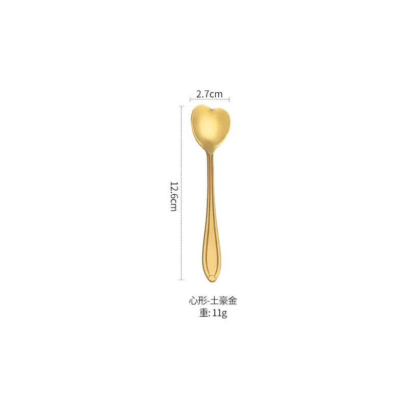 1pcs Stainless Steel Cherry Rose Flower Gold Scoop Coffee Spoon Gifts Kitchen Dessert Tea Accessories Tableware Decoration