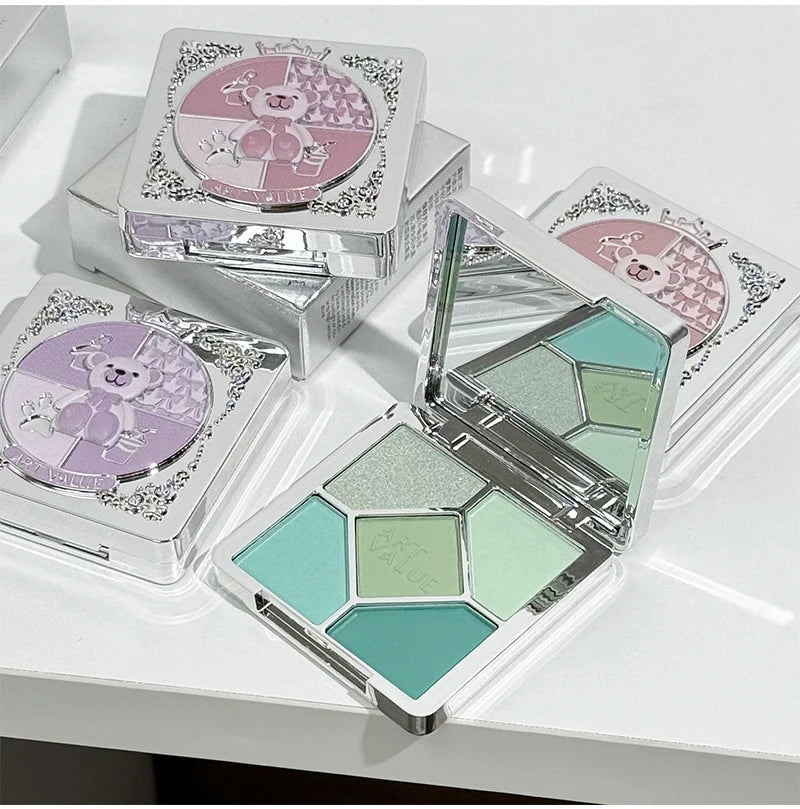 5 Colors Eyeshadow Palette Purple Glitter Pearlescent Matte Eye Shadow Shimmer Makeup Long Lasting Women Beauty Eye Cosmetics