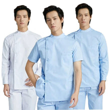Men Medical Coat Doctor Dentist Medical Uniform Stand Up Collar Nurse Tops Male Oral Beauty Salon Nursing Care Workwear Jacket