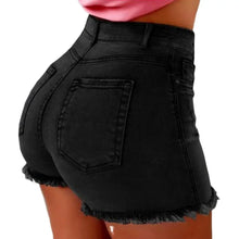 Retro Distressed High Waist Women Shorts With Side Pockets