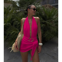 Two Piece Micro Bikini Halter Swimwear Solid Bodysuit