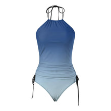 Women Gradient Ruched Split Swimsuit 2024 New Lace Up Backless Tankinis Set Summer Brazilian Bikini Set New Beach Bathing Suit