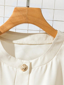 Women's Elegant Simple Round Neck Single Breasted Short Sleeve Belt Midi Dress women dress Women's Elegant Beige Midi Dress