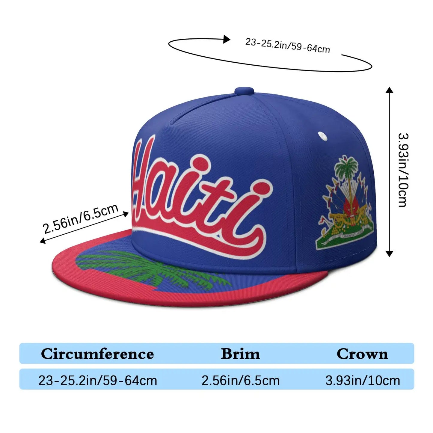 Haiti Flat Brimmed Cap Custom Name Number Logo Hip-hop Hat Nation Flag Country Haitian Republic College Print Photo Headgear