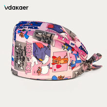Pink cartoon printed surgical cap pediatric pharmacy doctor nurse work Scrubs hat