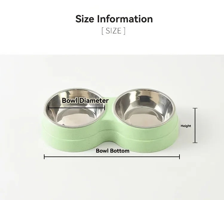1 PCS Dual Bowl Stainless Steel Double Pet Bowls for Dogs and Cats - Non-Skid Base - Perfect for Food and Water - Easy to Clean