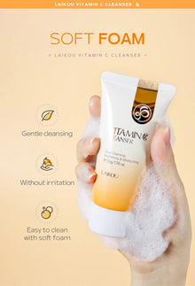 LAIKOU 50g Vitamin C Facial Cleanser Brightening Moisturizing Deep Cleansing Foam Dense Amino Acid Gentle Cleanser Face SkinCare