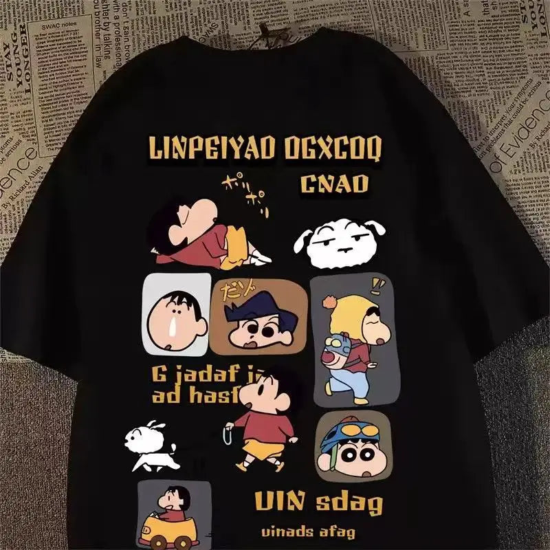 Crayo.n Littl.e New Japanese Anime Printed Cotton T-shirt Cute Style Women's Short Sleeve T-shirt Personality High-Quality Tops