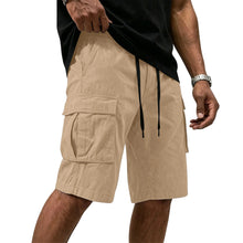 Men Multi-color Cargo Shorts Summer Loose Drawstring Elastic Waist Multi Pocket Quick Dry Casual Five Point Street Shorts