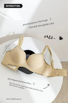 Women's Letter Shoulder Strap Gathered Bra Seamless Comfortable Underwear Without Steel Ring Skin-Friendly Fashion Underwear New