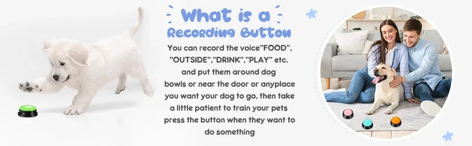 Dog Communication Buttons Voice Recording Button for Pet Training Buzzer 30 Second Record Playback Funny Gift for Talking Pet