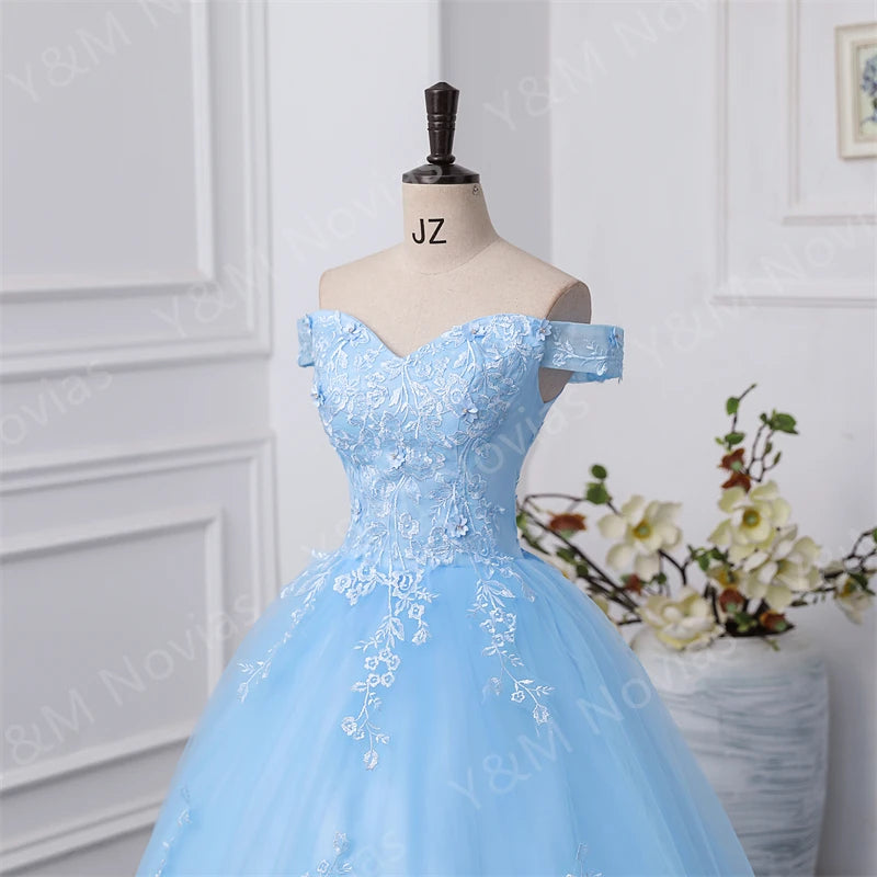 Y&M Novias Off Shoulder Plus Size Vestido De Noiva 2026 New Wedding Dress Train or Floor Customized large Bridal Tulle Mariage