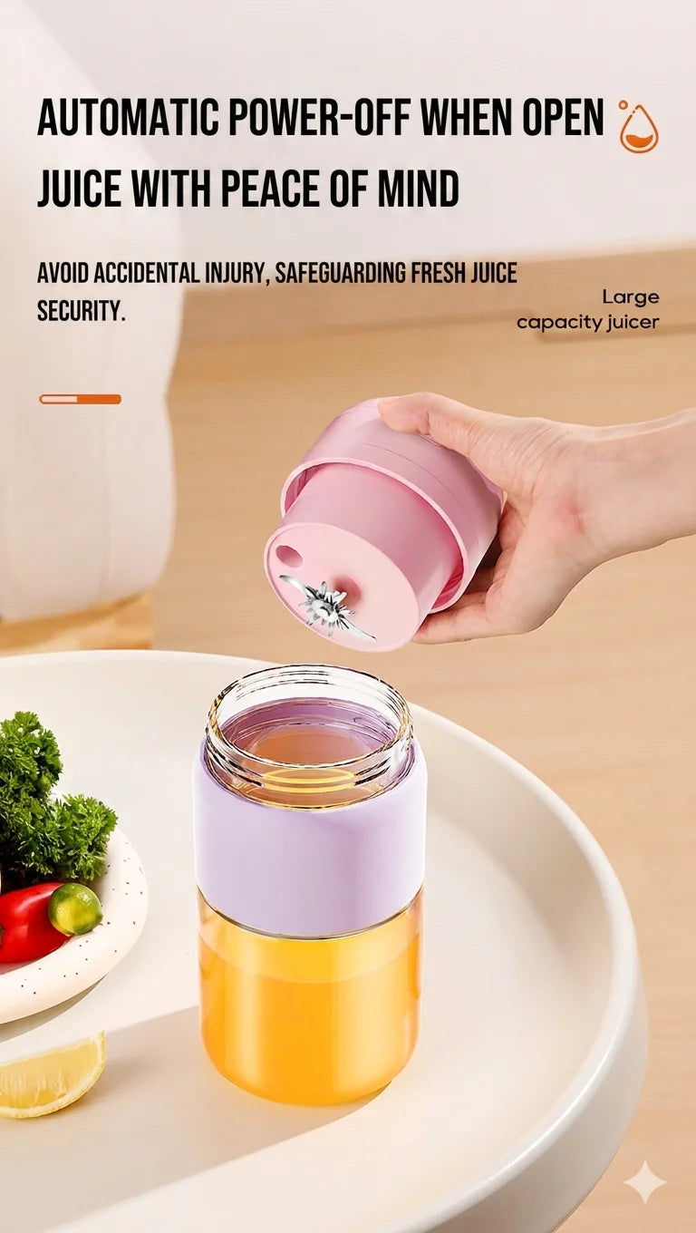 Portable Blender 38 Blades Electric Juicer Cup Rechargeable Smoothie Maker Wireless Automatic Fruit Mixer for Gym Travel Camping