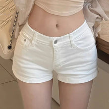 Summer White Shorts for Women Korean Simple Slim Skinny High Eleatic Denim Shorts Woman Basic All-Match Casual Jeans Short Pants