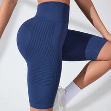 Women High Waist Seamless Slim Shorts Stretchy Push Up Butt Linear Aesthetic Yoga Shorts Knitted Workout Running Leggings