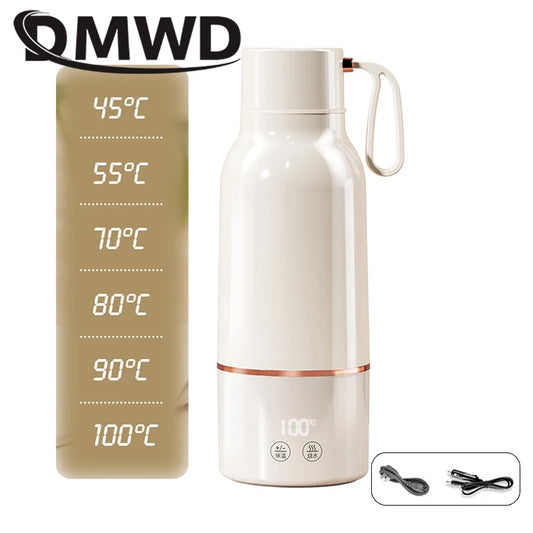 12V/24V/110V/220V Temperature Control Electric Kettle Car Travel Insulation Heating Cup 500ml Hot Water Boiler Coffee Tea Bottle