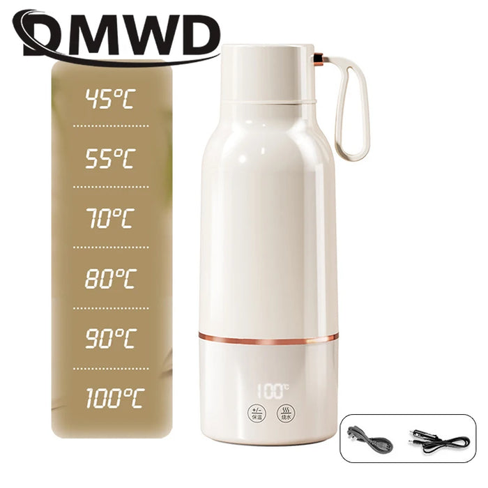 12V/24V/110V/220V Temperature Control Electric Kettle Car Travel Insulation Heating Cup 500ml Hot Water Boiler Coffee Tea Bottle